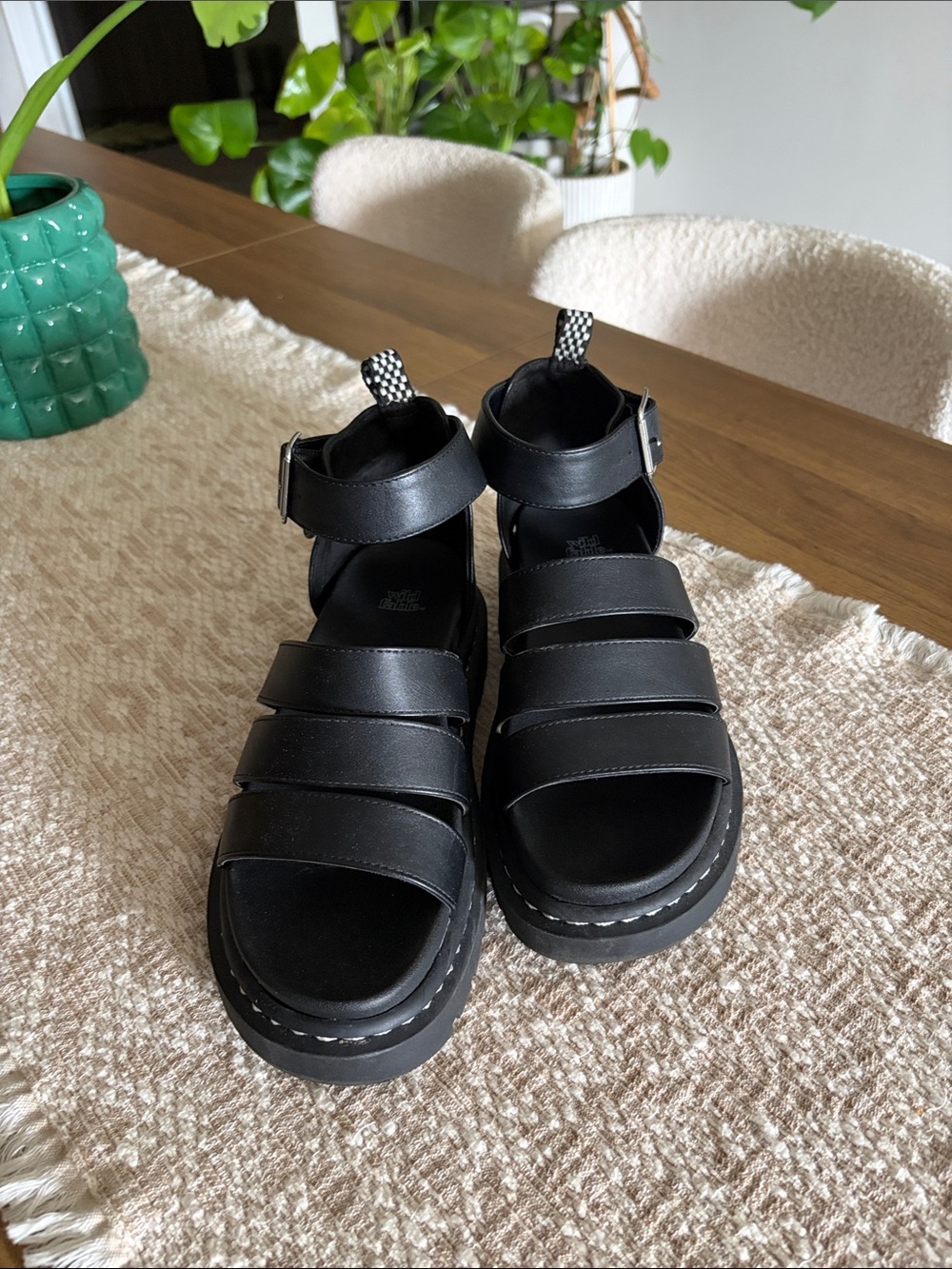 wild fable Black Strappy Platform Sandals for Kids